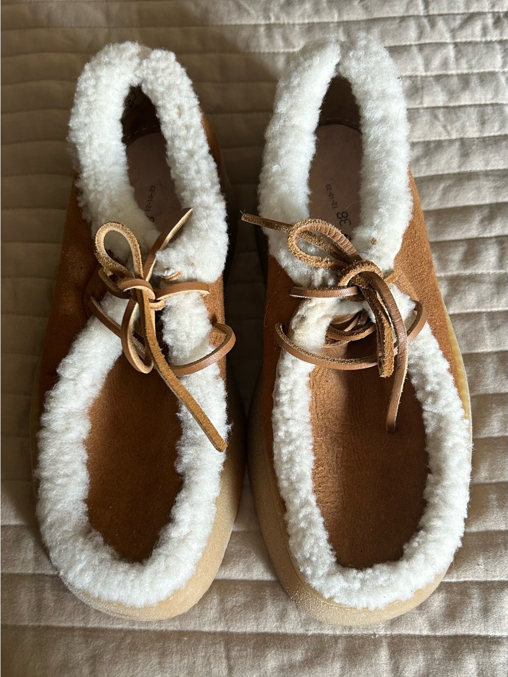 Zara x Clark’s Cozy Shearling-Lined Women’s Slip-On Moccasin - Tan